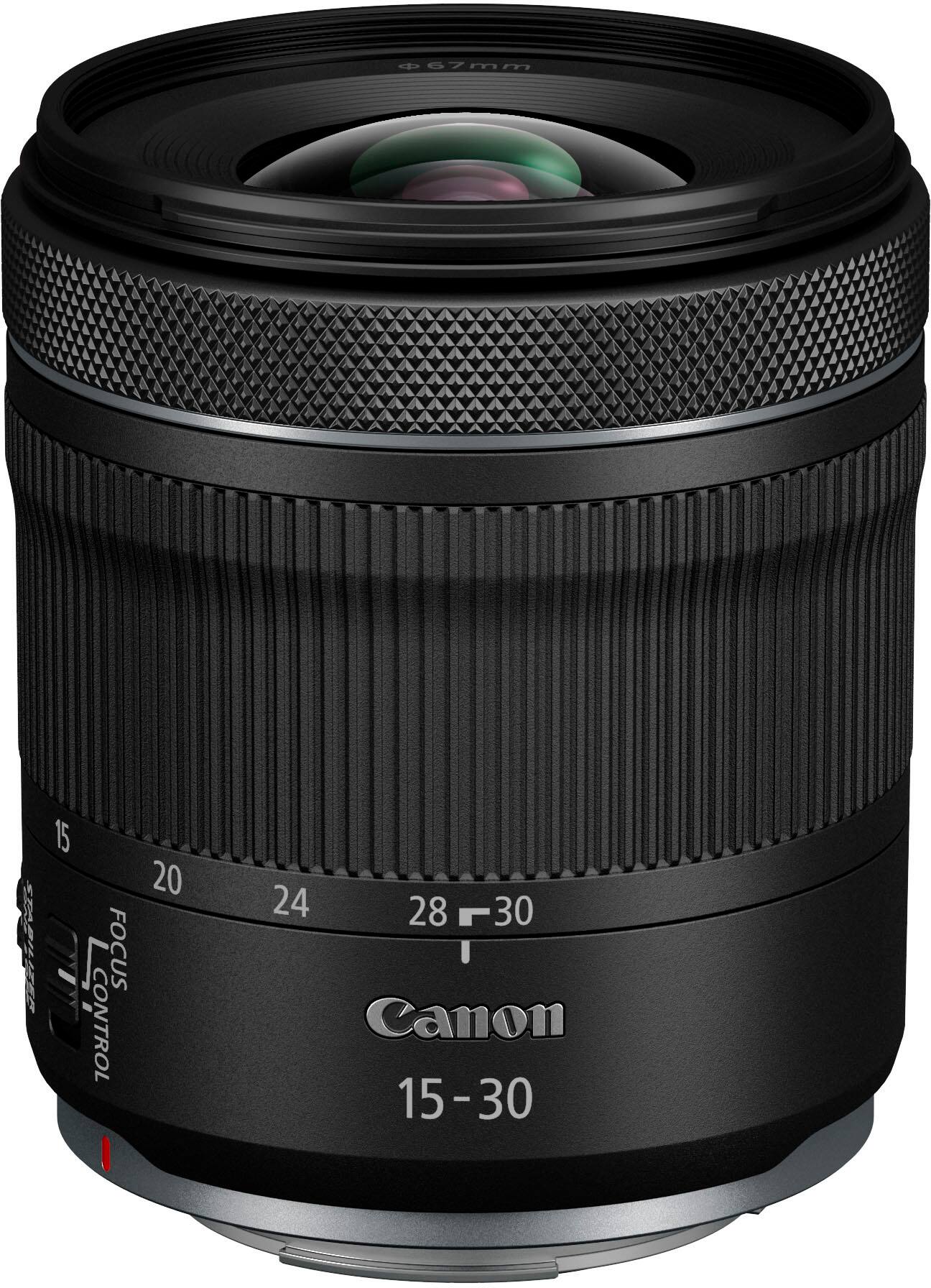 Alt View 1. Canon - RF 15-30mm F4.5-6.3 IS STM Ultra-Wide Angle Zoom Lens for EOS R-Series Cameras - Black.