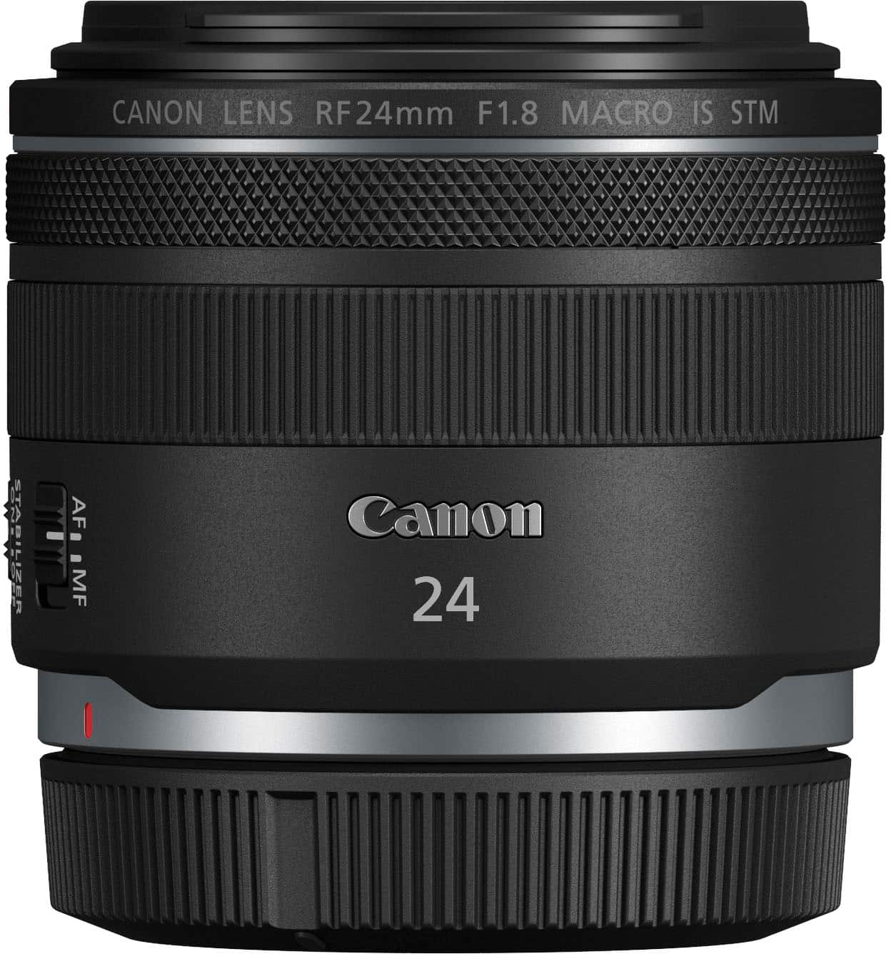 Angle View: Canon - RF 24mm F1.8 MACRO IS STM Wide Angle Prime Lens for EOS R-Series Cameras - Black