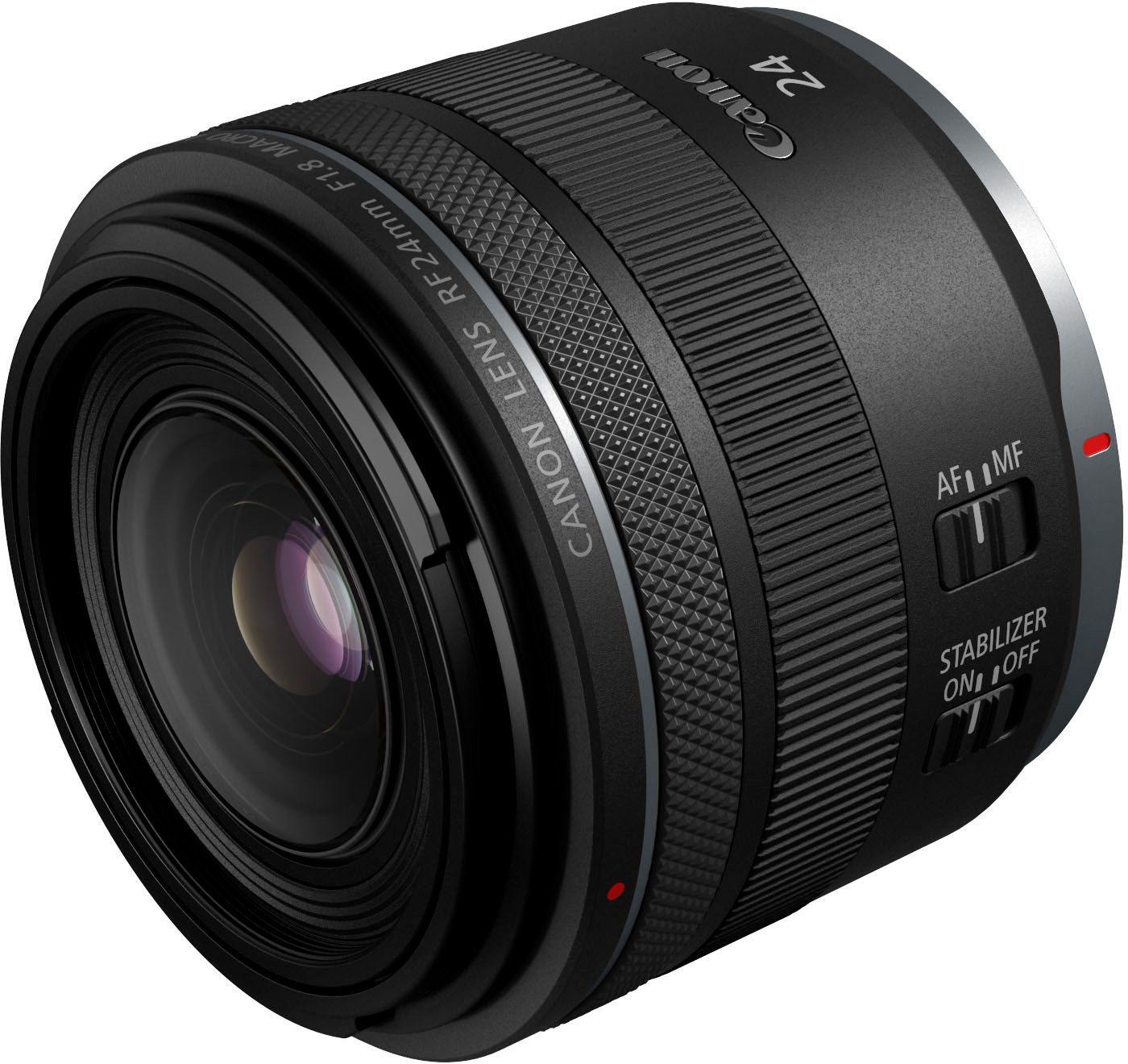 Left View: Canon - RF 24mm F1.8 MACRO IS STM Wide Angle Prime Lens for EOS R-Series Cameras - Black
