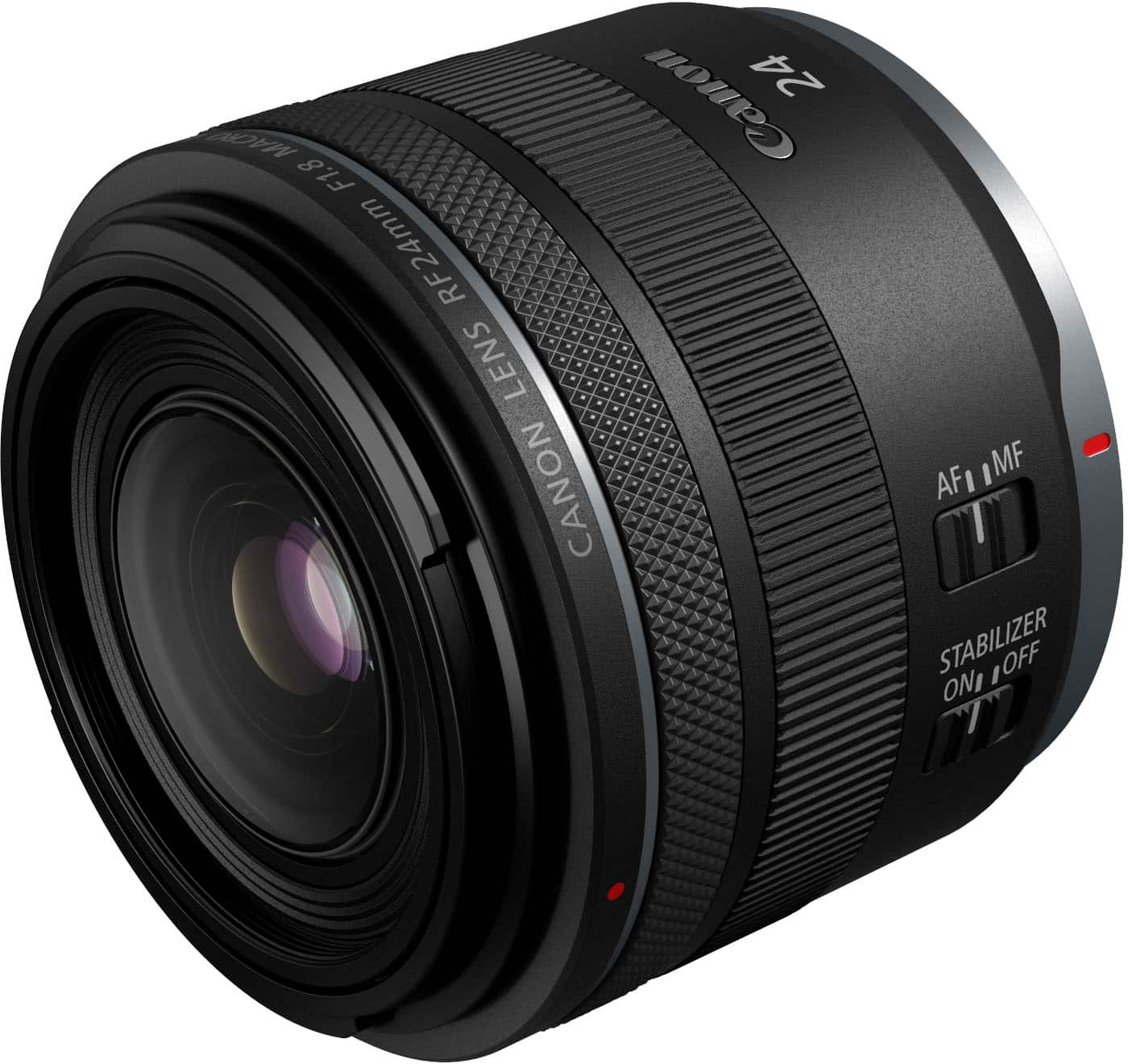 Left. Canon - RF 24mm F1.8 MACRO IS STM Wide Angle Prime Lens for EOS R-Series Cameras - Black.