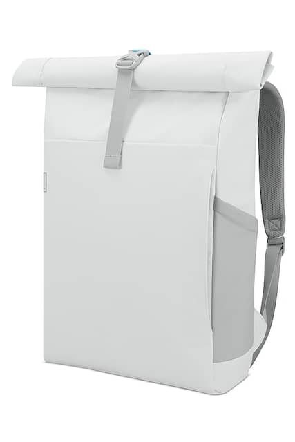 Grey and top white backpack