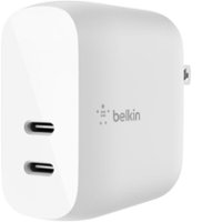 Belkin - 40W Dual Port USB C Wall Charger - USB Type C Charger Fast Charging for Apple iPhone and Samsung - White - Front_Zoom