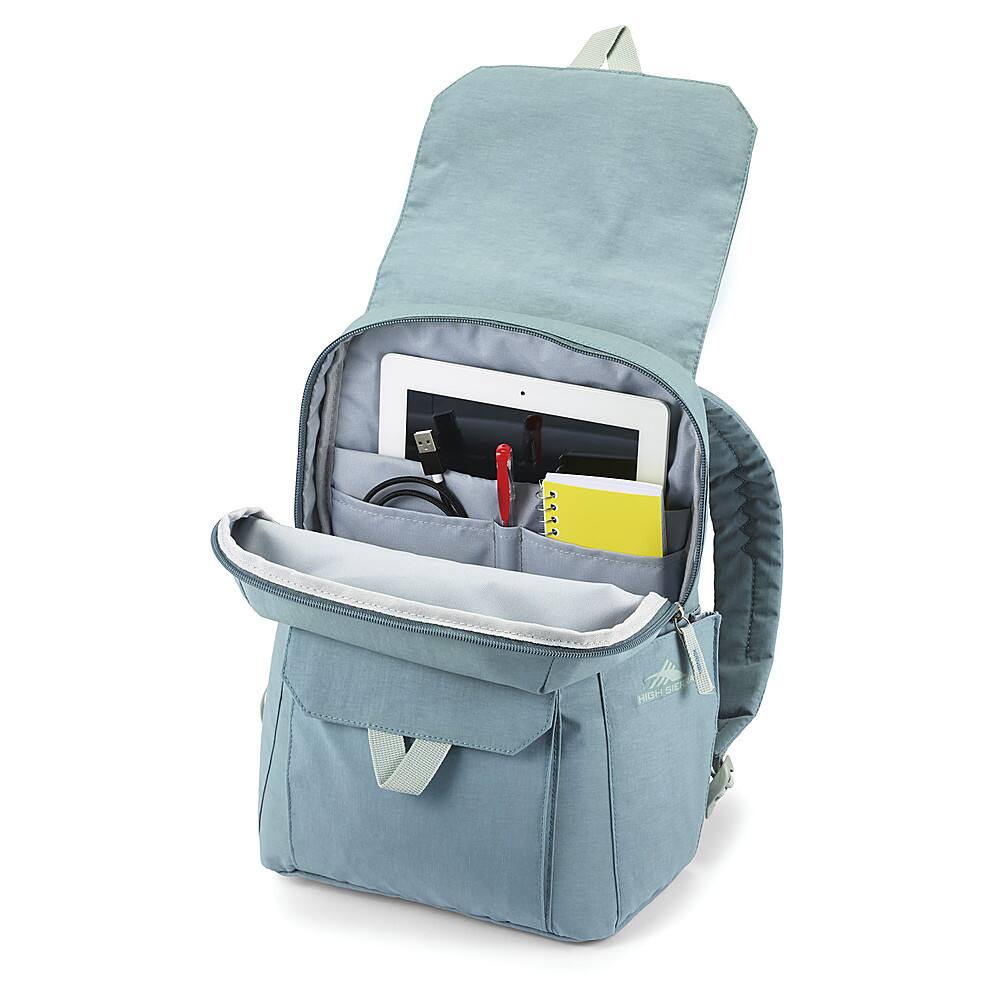 Left View: High Sierra - Kiera Mini Backpack for 11" Tablet - Blue/Cucumber Green