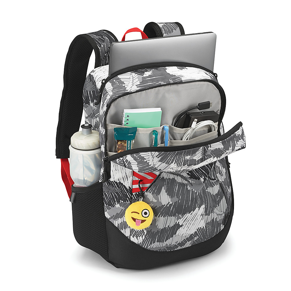 Left View: High Sierra - Outburst Backpack for 15.6" Laptop - Scribble Camo/Red