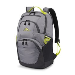 High Sierra - Swoop SG Backpack for 17" Laptop - Steel Gray/Neon Green - Front_Zoom
