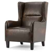 Simpli Home - Taylor Wingback Chair - Distressed Brown - Front_Zoom