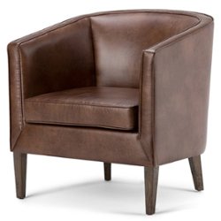 Simpli Home - Mitchum Tub Chair - Distressed Brown - Front_Zoom