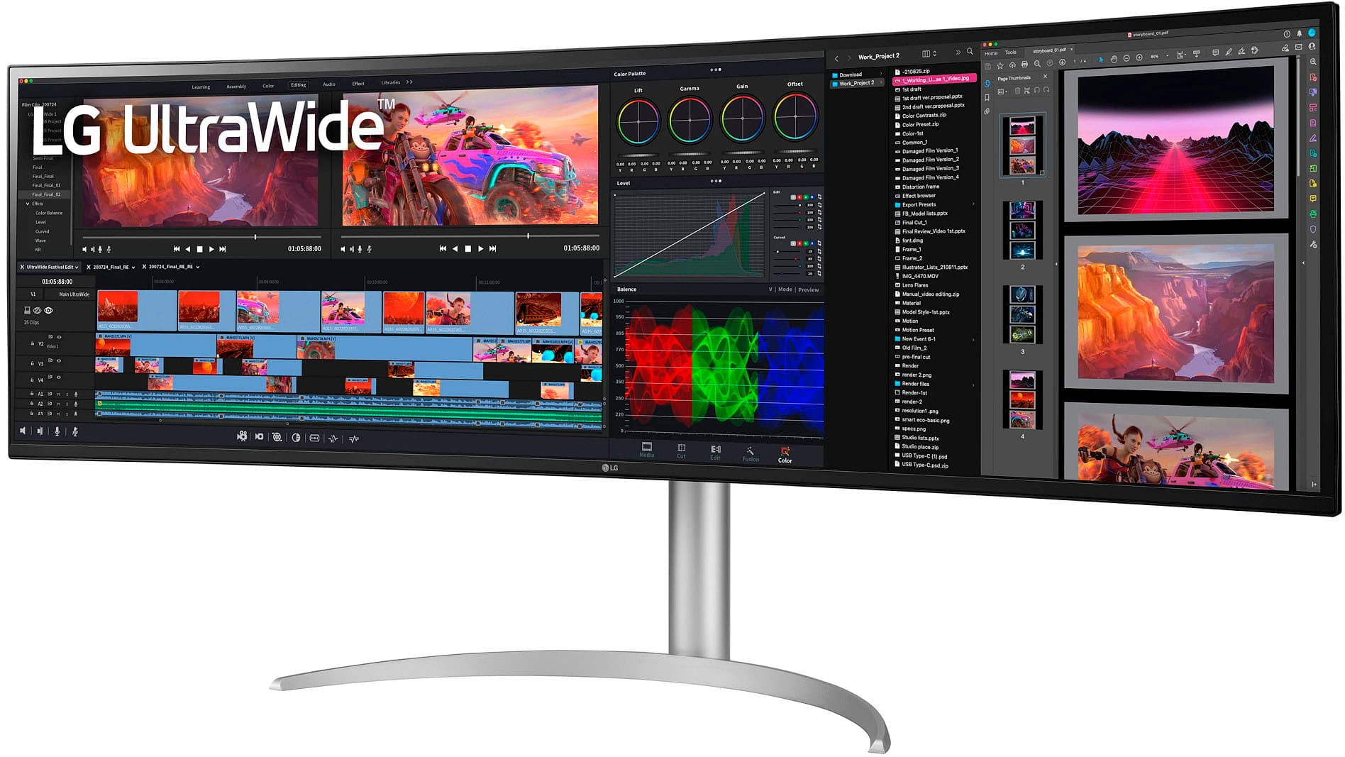 Left. LG - 49" IPS LED Curved UltraWide Dual QHD 144Hz FreeSync and G-SYNC Compatible Monitor with HDR (HDMI, DisplayPort, USB) - Black.