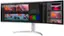 Left. LG - 49" IPS LED Curved UltraWide Dual QHD 144Hz FreeSync and G-SYNC Compatible Monitor with HDR (HDMI, DisplayPort, USB) - Black.