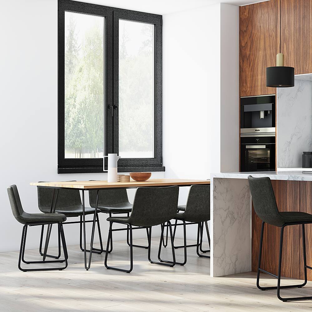 Left View: Simpli Home - Warner Dining Chair (Set of 2) - Distressed Charcoal Grey