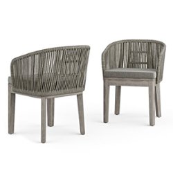 Simpli Home - Carmel Outdoor Dining Chair (Set of 2) - Sand Drift - Front_Zoom