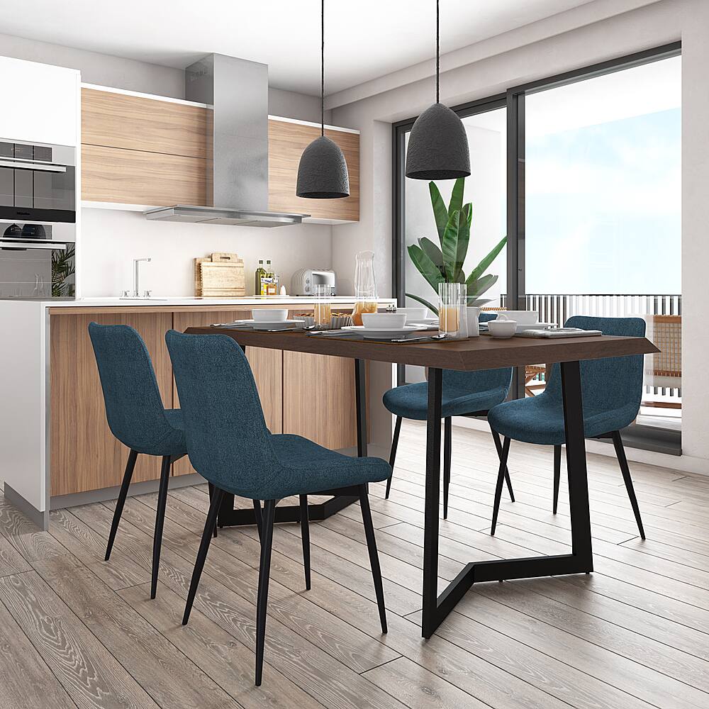 Left View: Simpli Home - Rosemead Dining Chair (Set of 2) - Blue