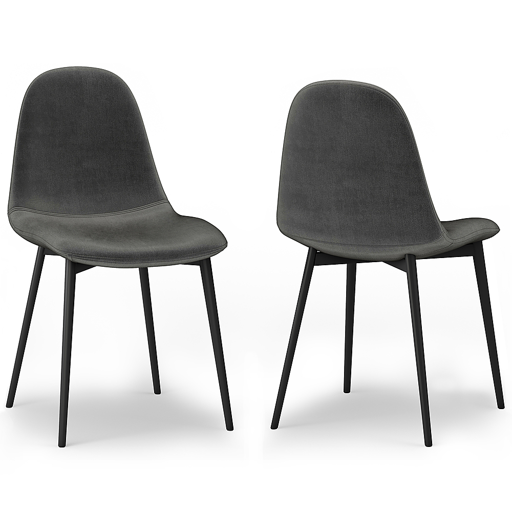 Angle View: Simpli Home - Alpine Dining Chair (Set of 2) - Dark Grey