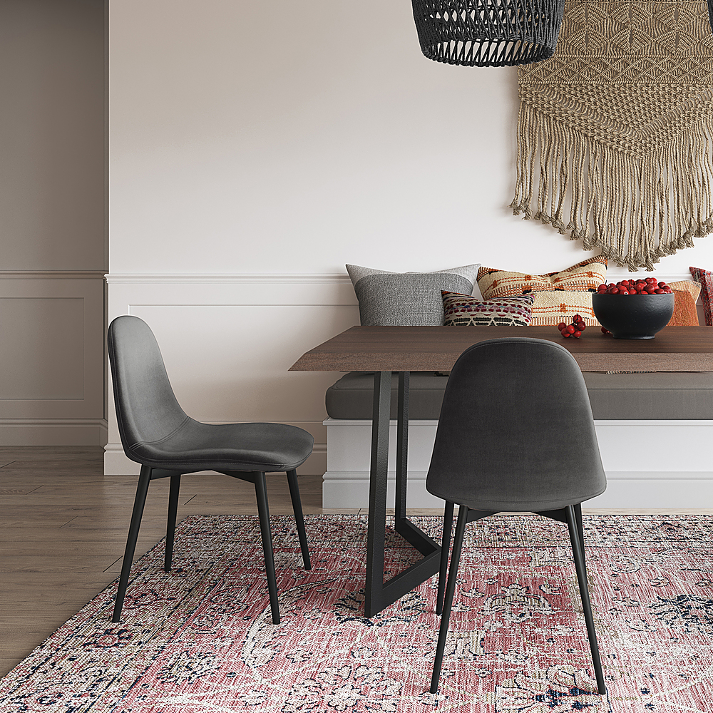 Left View: Simpli Home - Alpine Dining Chair (Set of 2) - Dark Grey