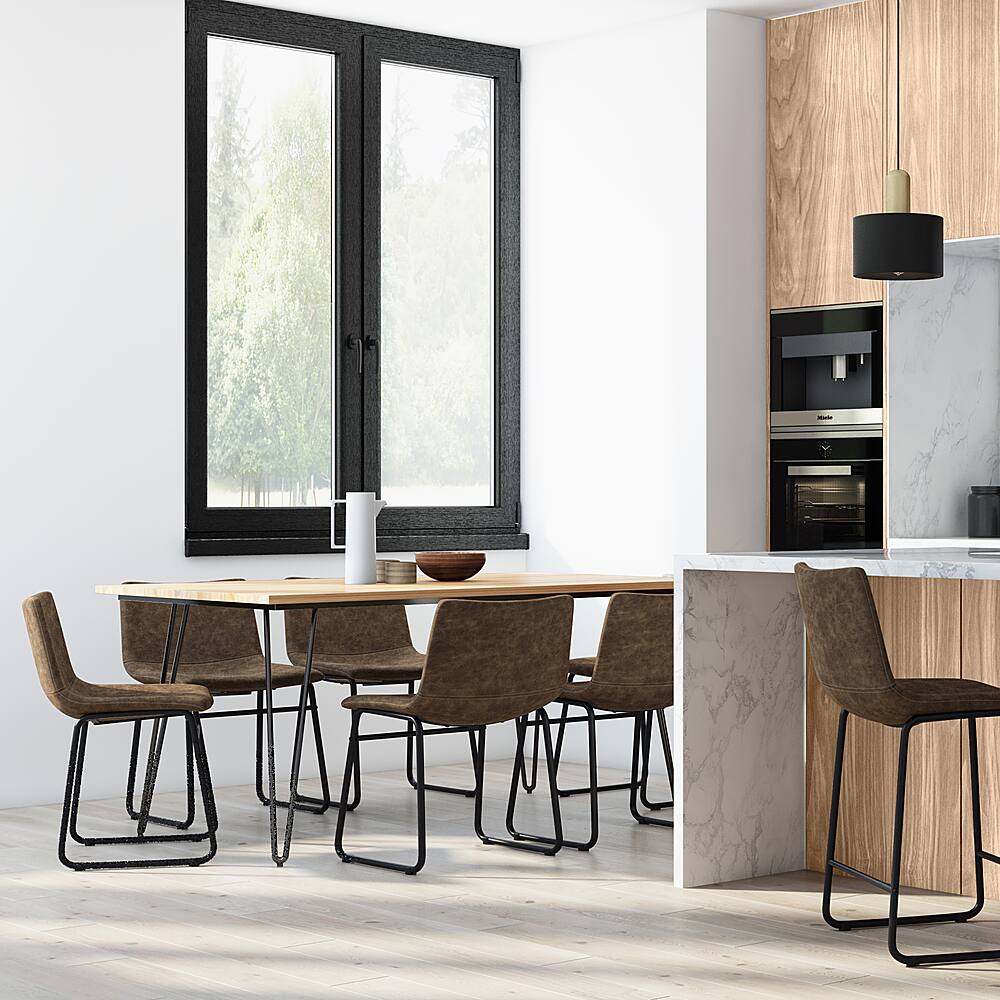 Left View: Simpli Home - Warner Dining Chair (Set of 2) - Distressed Brown