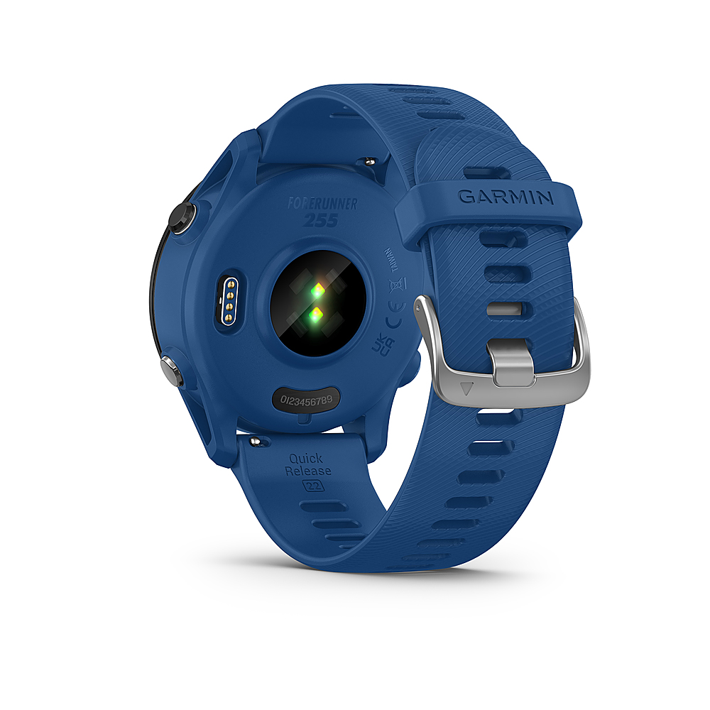 Back View: Garmin - Forerunner 255 GPS Smartwatch 46 mm Fiber-reinforced polymer - Tidal Blue