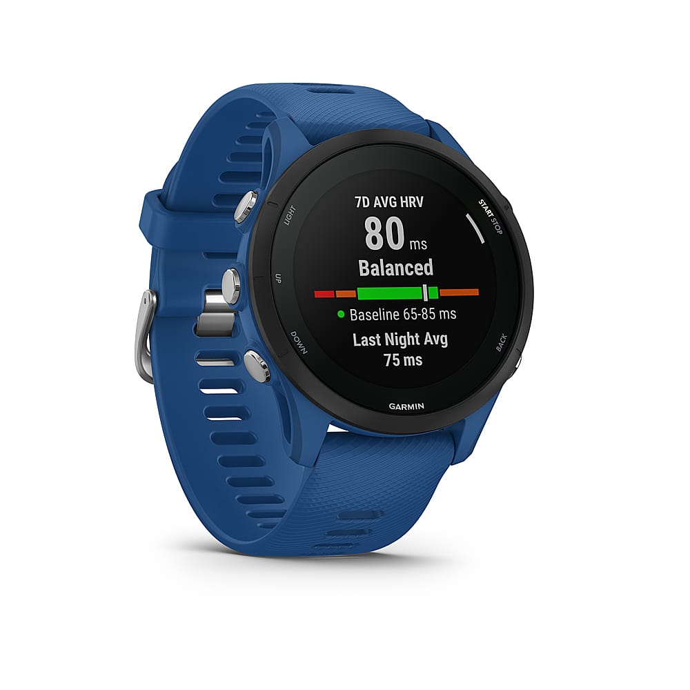 Angle. Garmin - Forerunner 255 GPS Smartwatch 46 mm Fiber-reinforced polymer - Tidal Blue.