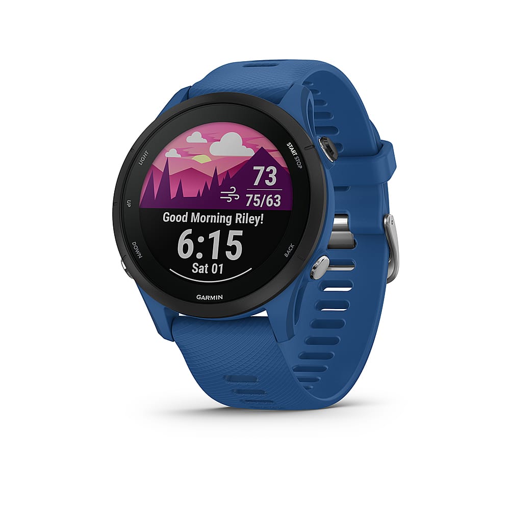 Front. Garmin - Forerunner 255 GPS Smartwatch 46 mm Fiber-reinforced polymer - Tidal Blue.