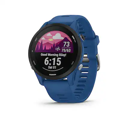 Front. Garmin - Forerunner 255 GPS Smartwatch 46 mm Fiber-reinforced polymer - Tidal Blue.