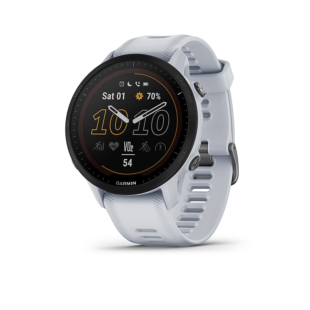 Garmin - Forerunner 955 Solar GPS Smartwatch 47 mm Fiber-reinforced polymer - Whitestone - (2022) - Front_Zoom