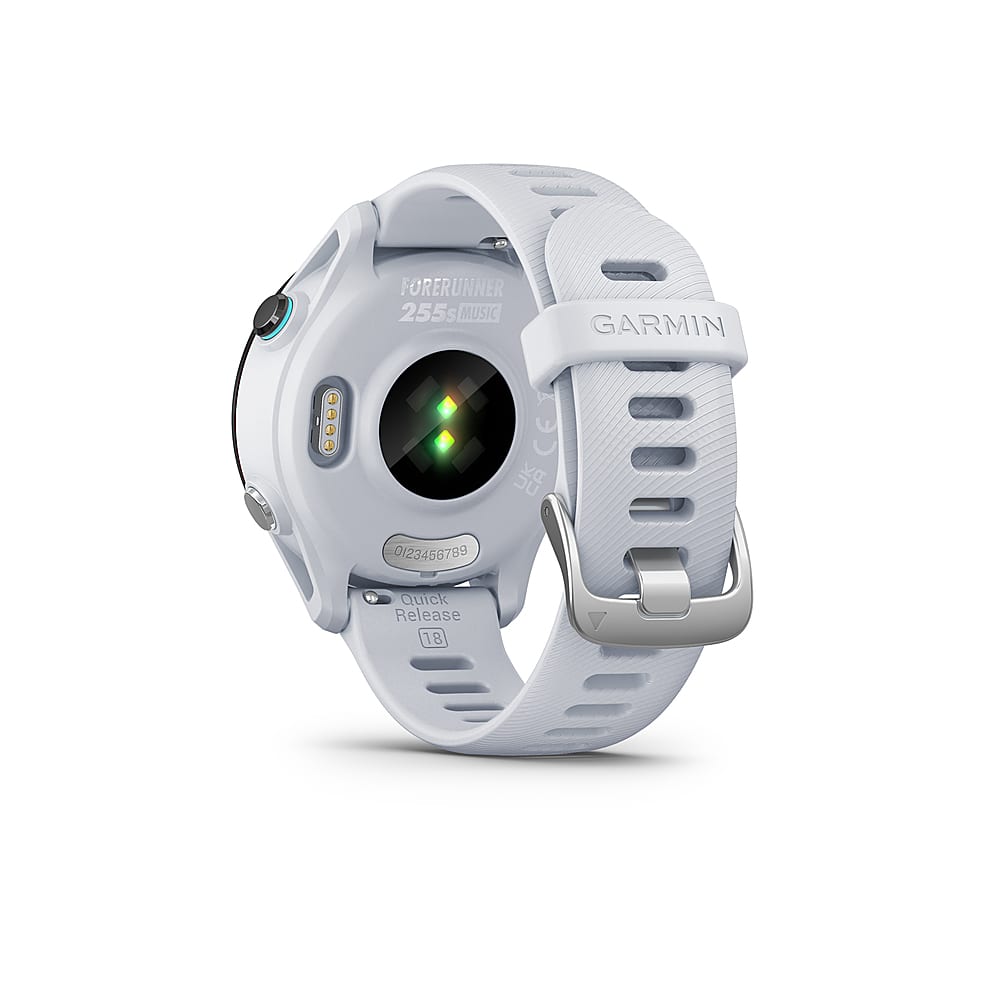 Back View: Garmin - Forerunner 255S Music GPS Smartwatch 41 mm Fiber-reinforced polymer - Whitestone