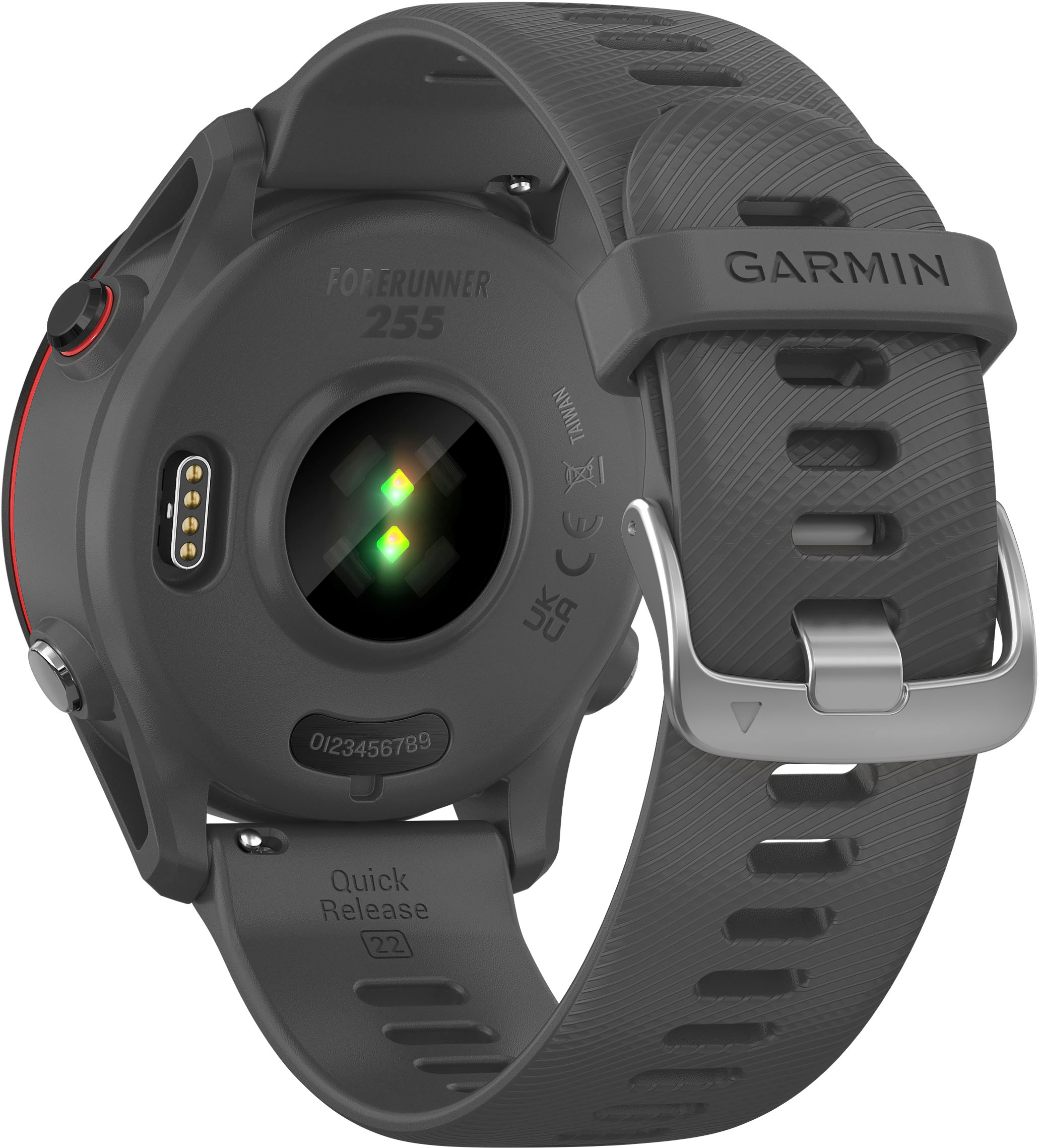 Back View: Garmin - Forerunner 255 GPS Smartwatch 46 mm Fiber-reinforced polymer - Slate Gray