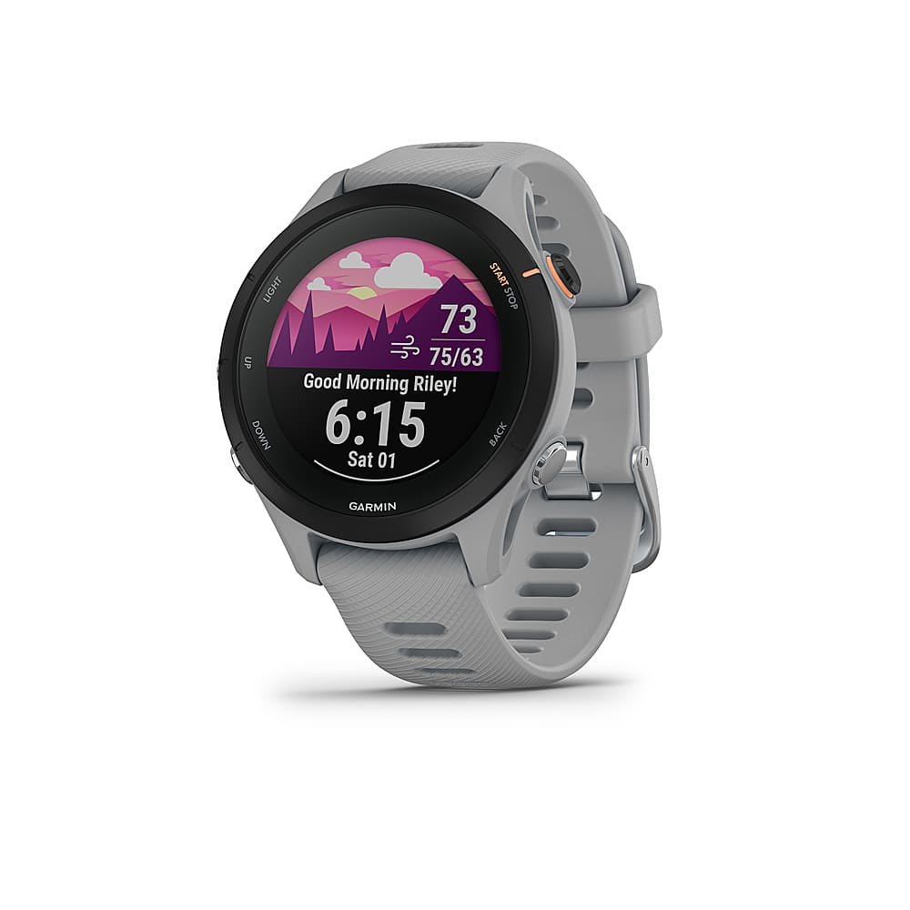 Front. Garmin - Forerunner 255S GPS Smartwatch 41 mm Fiber-reinforced polymer - Powder Gray.