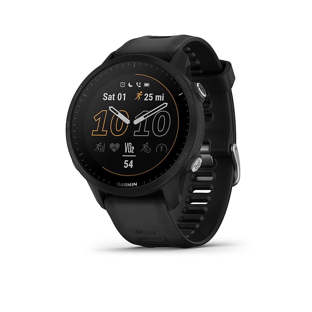 Front. Garmin - Forerunner 955 GPS Smartwatch 47 mm Fiber-reinforced polymer - Black.