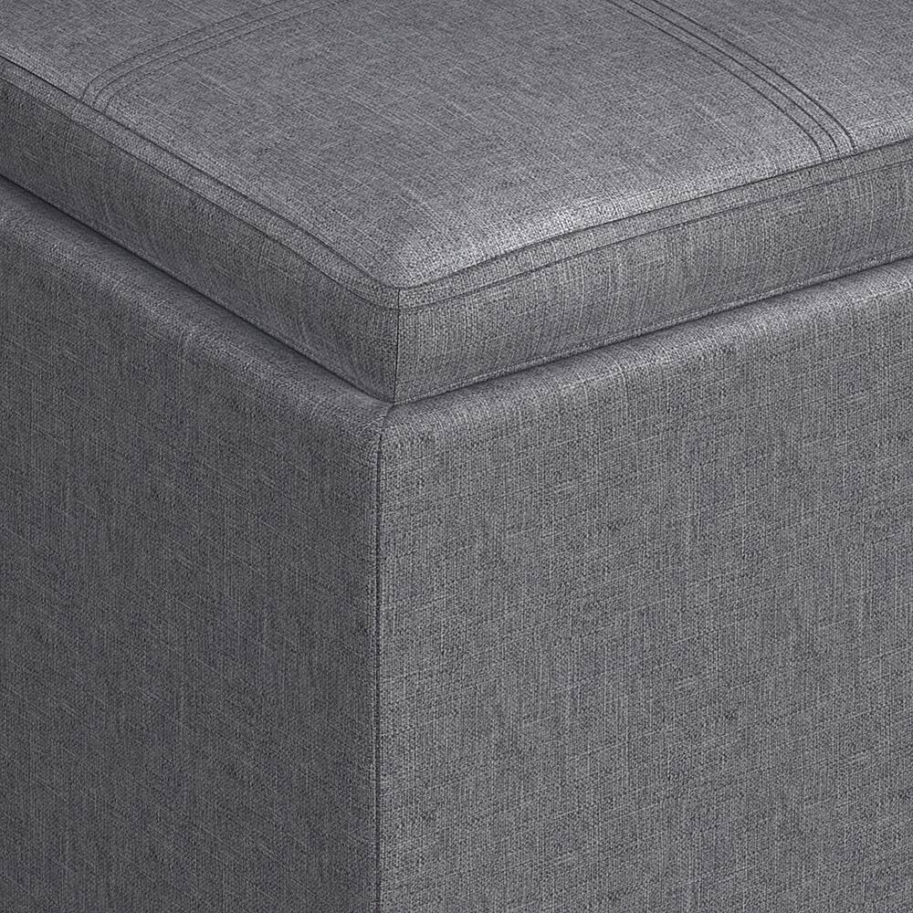 Best Buy Simpli Home Rockwood Cube Storage Ottoman with Tray Slate