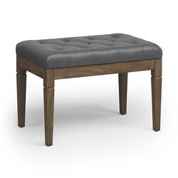 Simpli Home - Waverly Small Tufted Ottoman Bench - Stone Grey - Front_Zoom