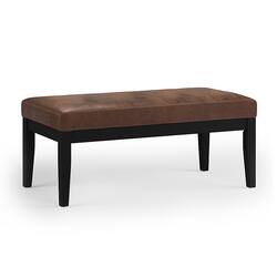 Simpli Home - Lacey Tufted Ottoman Bench - Distressed Chestnut Brown - Front_Zoom