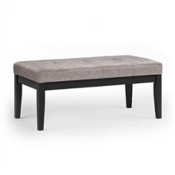 Simpli Home - Lacey Tufted Ottoman Bench - Distressed Grey Taupe - Front_Zoom