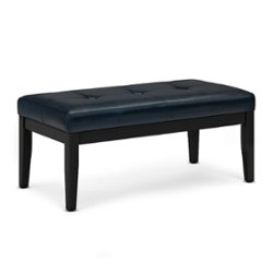 Simpli Home - Lacey Tufted Ottoman Bench - Distressed Dark Blue - Front_Zoom