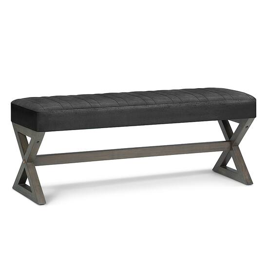 Simpli Home Salinger Large Ottoman Bench Distressed Black