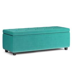 Simpli Home - Hamilton Storage Ottoman - Aqua Blue - Front_Zoom