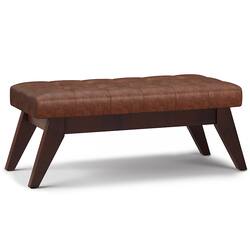 Simpli Home - Draper Mid Century Tufted Ottoman Bench - Distressed Saddle Brown - Front_Zoom