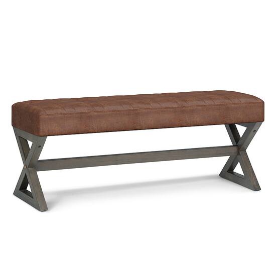 Simpli Home Salinger Large Ottoman Bench Distressed Saddle