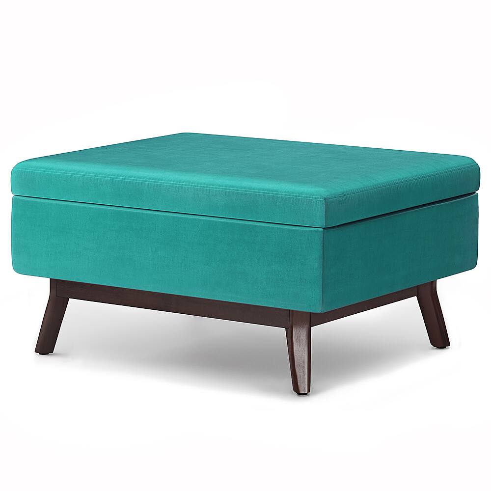 Simpli Home Owen Coffee Table Storage Ottoman Aqua Blue AXCOT267SAQB