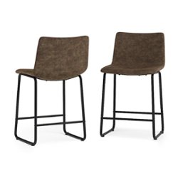 Simpli Home - Warner Counter Height Stool (Set of 2) - Distressed Brown - Front_Zoom