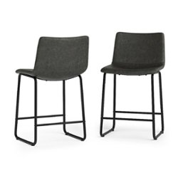 Simpli Home - Warner Counter Height Stool (Set of 2) - Distressed Charcoal Grey - Front_Zoom