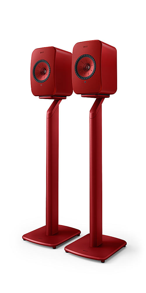 Angle View: KEF - S1 Floor Stand Pair - Red