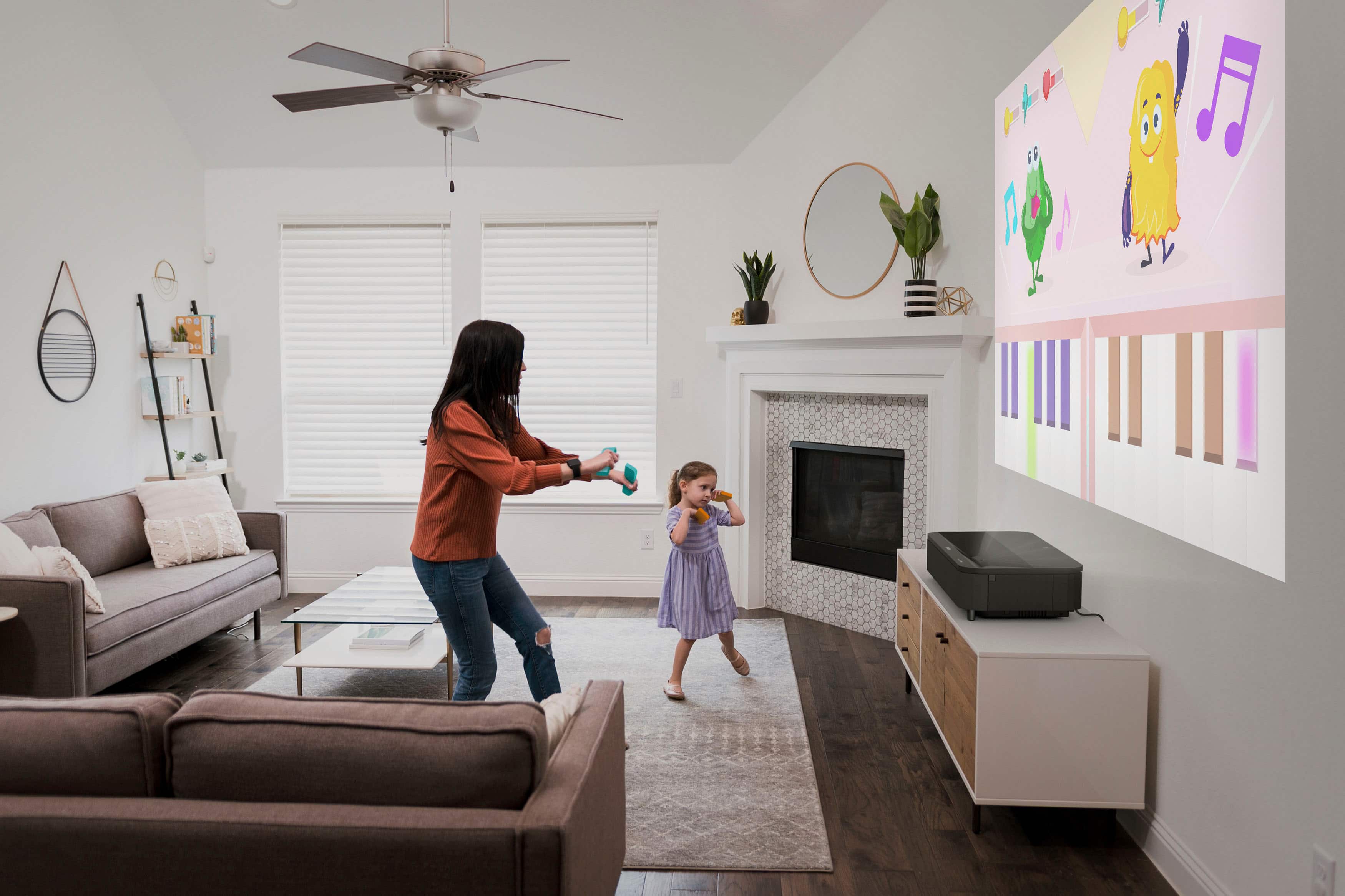 Alt View 15. Epson - LS800 4K PRO-UHD Ultra Short Throw 3-Chip 3LCD Laser Projector, 4000 Lumens, HDR, up to150", Android TV, Yamaha Speakers - Black.