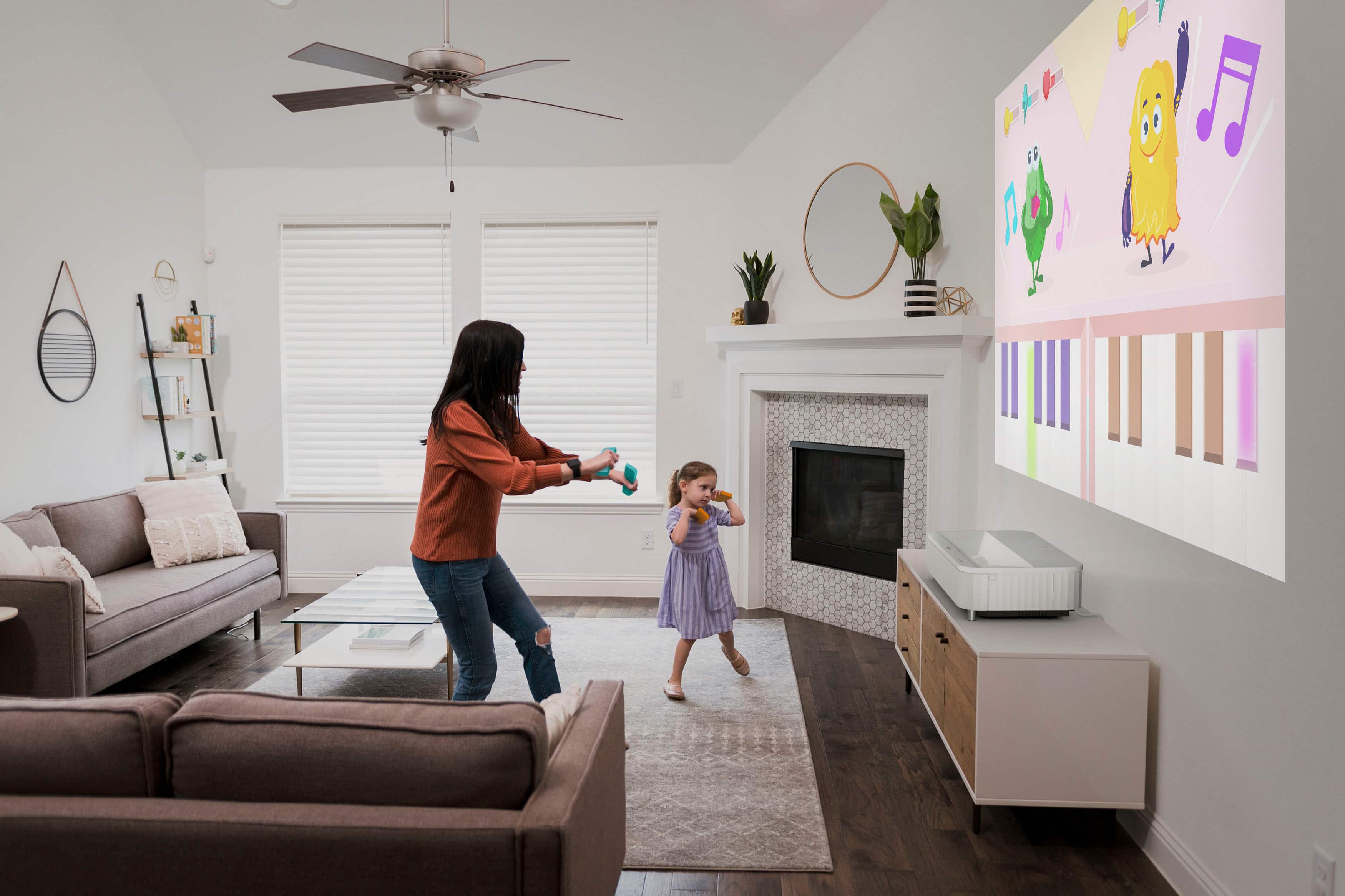 Alt View 15. Epson - LS800 4K PRO-UHD Ultra Short Throw 3-Chip 3LCD Laser Projector, 4000 Lumens, HDR, up to150", Android TV, Yamaha Speakers - White.