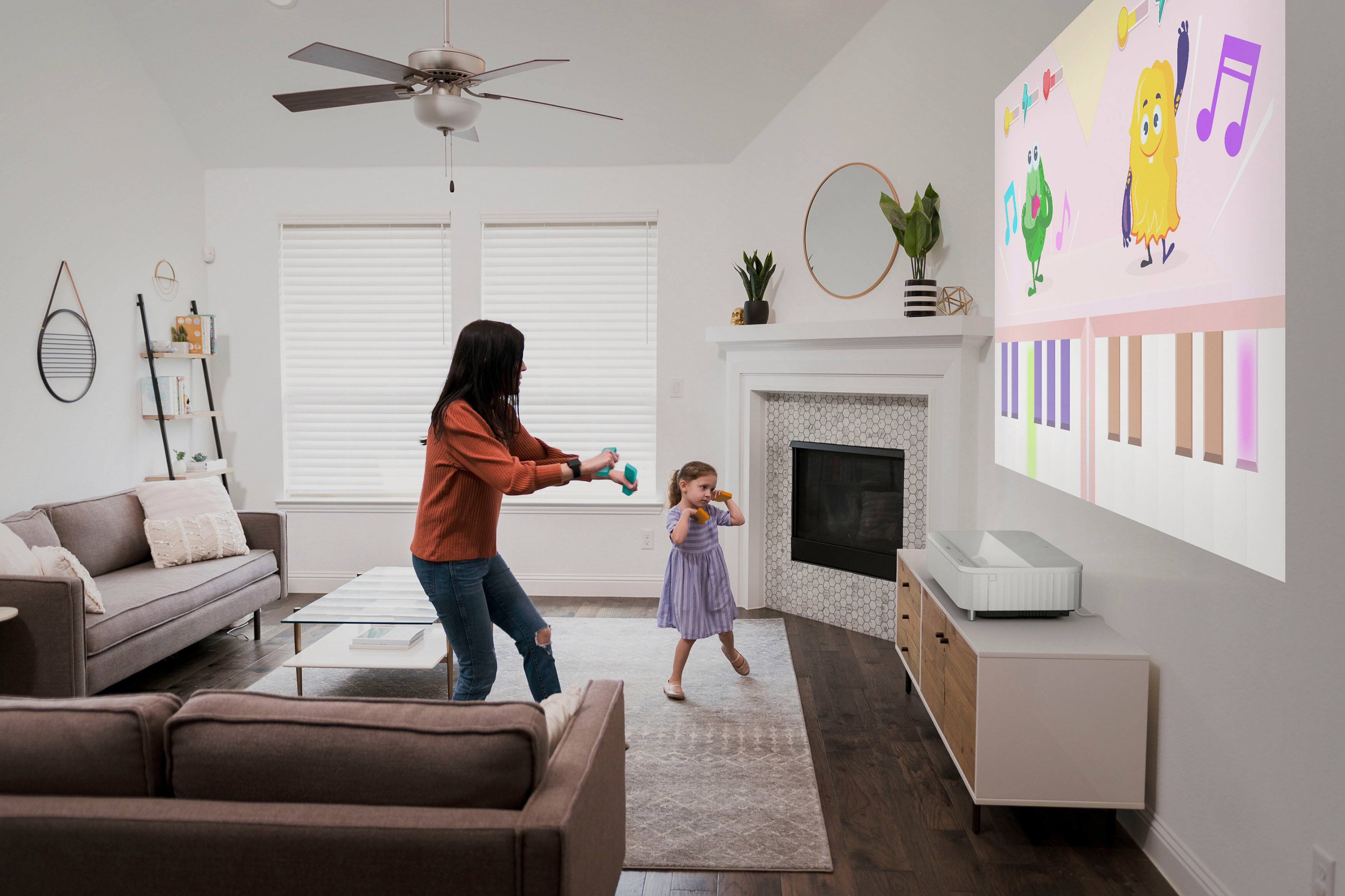 Alt View 15. Epson - LS800 4K PRO-UHD Ultra Short Throw 3-Chip 3LCD Laser Projector, 4000 Lumens, HDR, up to150", Android TV, Yamaha Speakers - White.