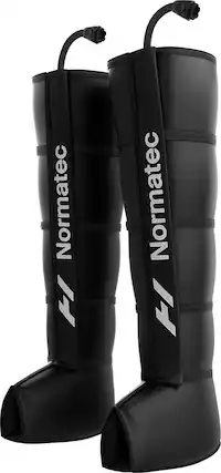 Front. Hyperice - Normatec Leg Attachments (Pair) - Tall - Black.