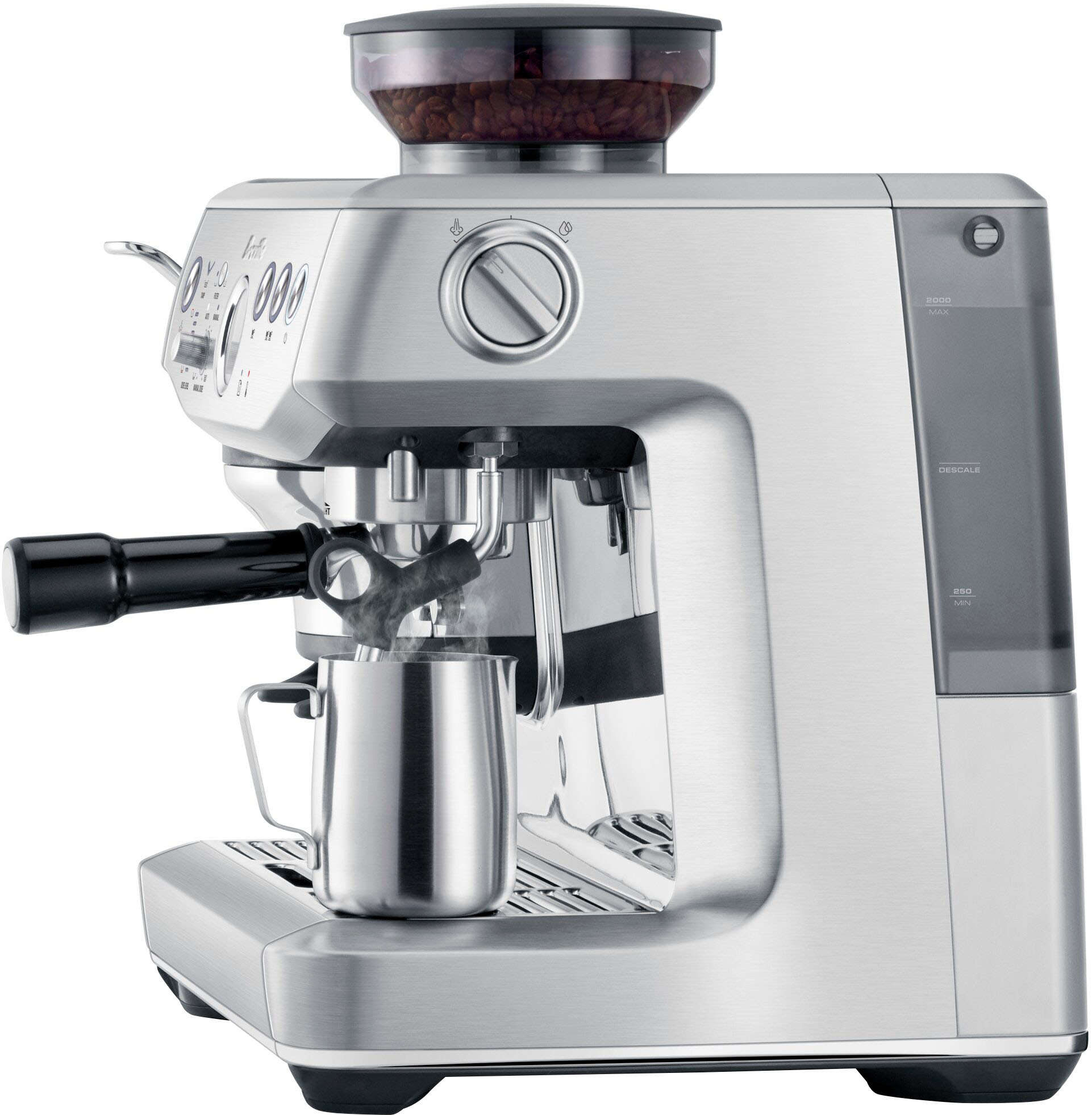 Left View: Breville - the Barista Express Impress - Brushed Stainless Steel