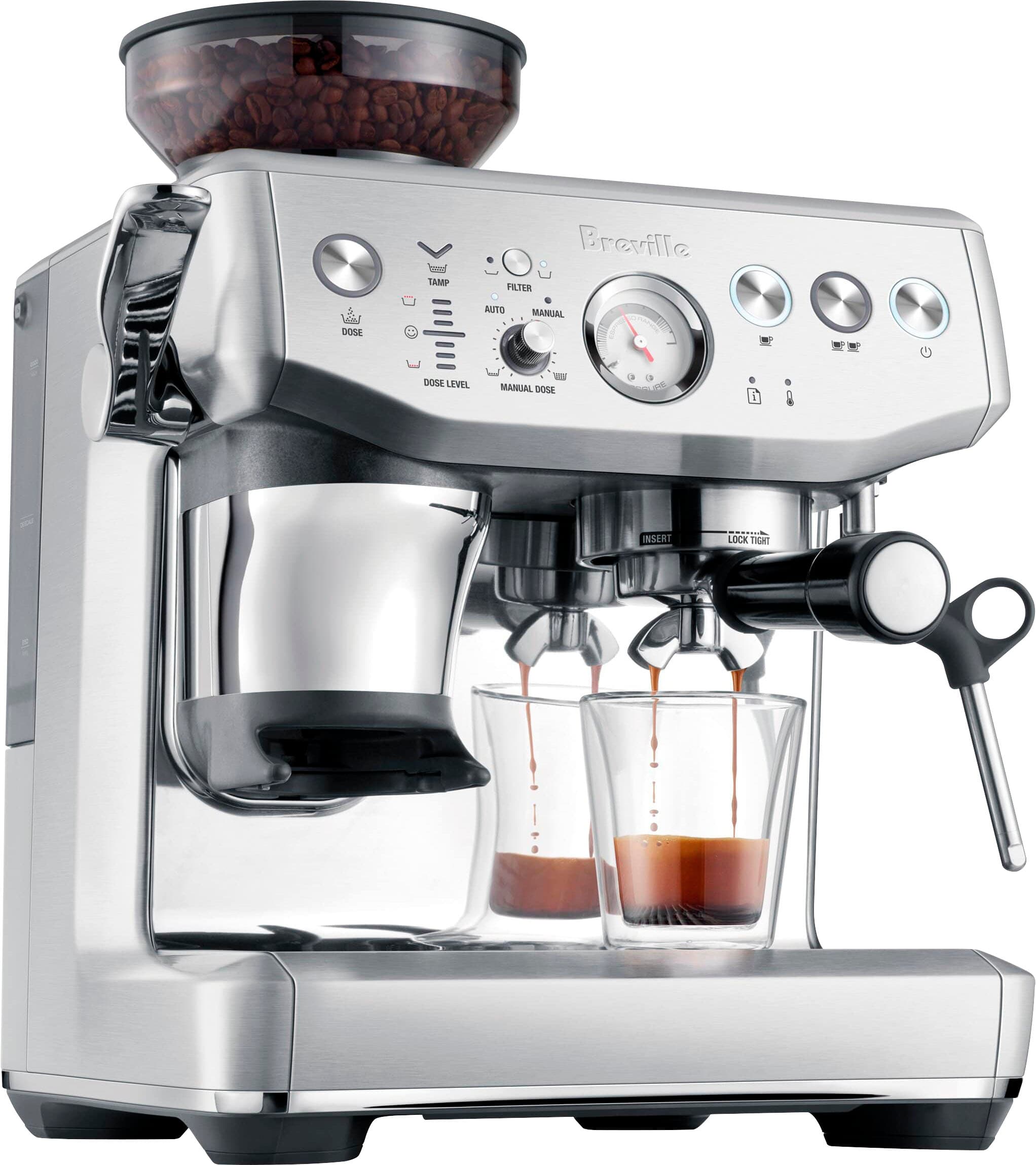 Angle. Breville - the Barista Express Impress Espresso Machine - Brushed Stainless Steel.