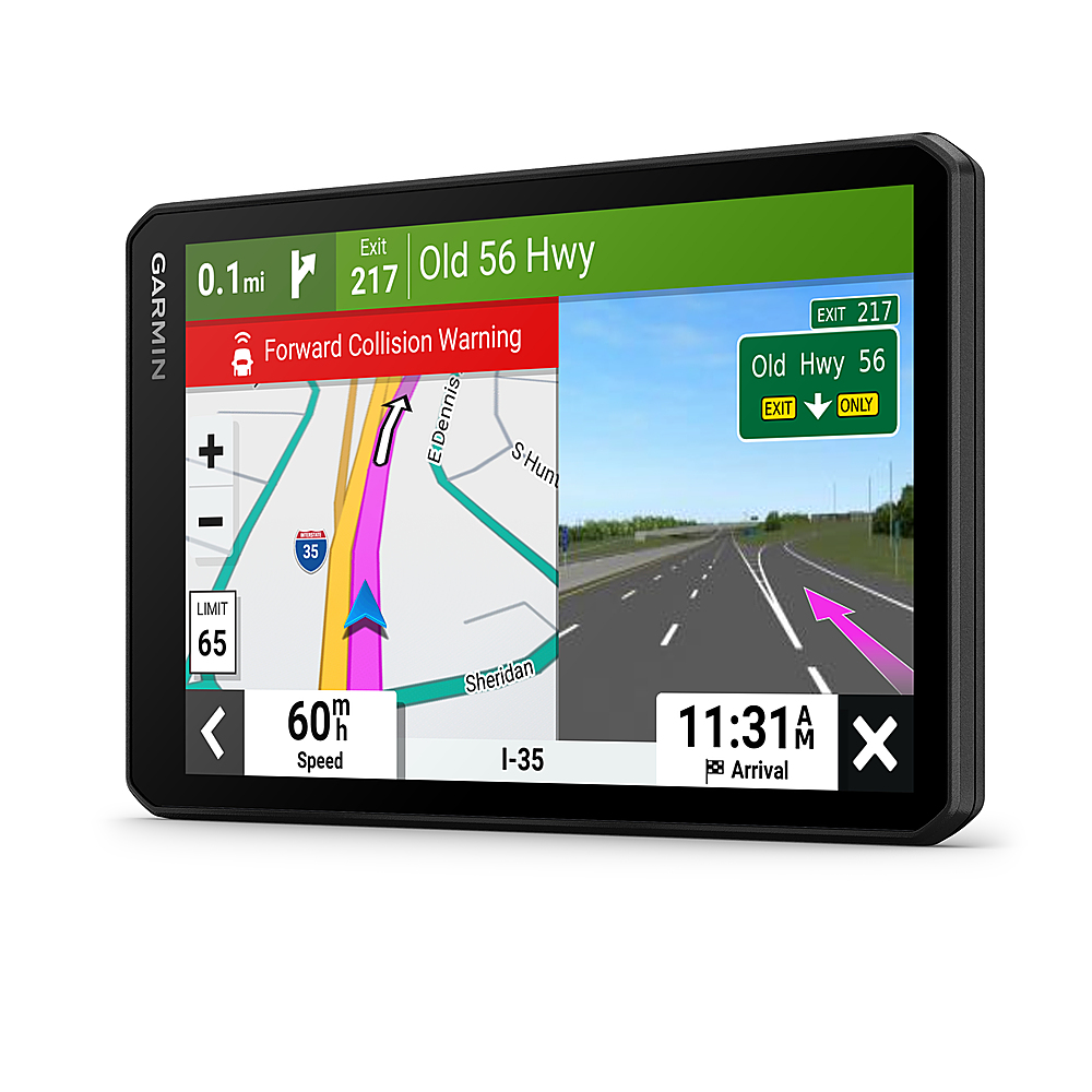 Left View: Garmin - DriveCam 76 7" GPS Navigator with Built-In Camera and Built-In Bluetooth - Black