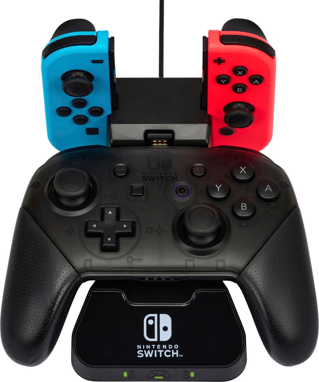 Front. PowerA - Controller Charging Base for Nintendo Switch (Joy-Con + Wireless) - Black.