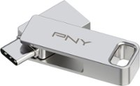 Front. PNY - DUO Link 128GB USB 3.2 Gen 1 Type-C OTG Flash Drive - Silver.